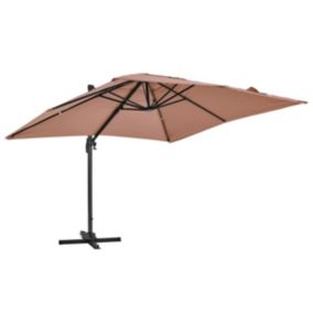 Parasol déporté rotatif 3 x 3m en aluminium taupe  Oviala