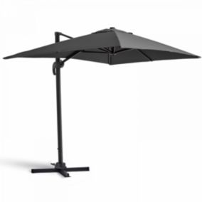 Parasol déporté rotatif 360 degré 2x3m en aluminium gris anthracite Oviala