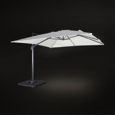 Parasol déporté solaire LED 3x3m Luce écru avec lumière intégrée + housse