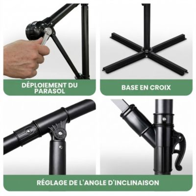 Parasol de jardin ASTER avec protection UV beige, Poids 12,1 kg Dimensions L300 x l300 x H245 cm