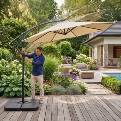 Parasol de jardin ASTER avec protection UV beige, Poids 12,1 kg Dimensions L300 x l300 x H245 cm