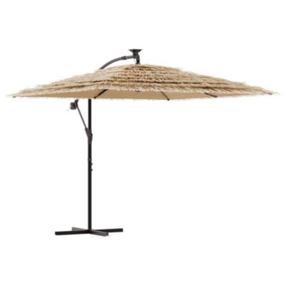 Parasol de jardin avec LED et mât en acier marron 246x246x230cm vidaXL