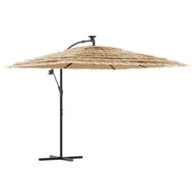 Parasol de jardin avec LED et mât en acier marron 269x269x235cm vidaXL