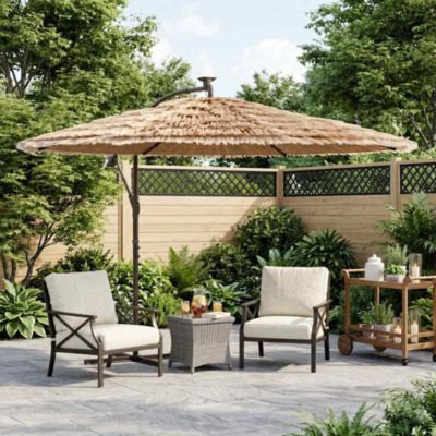 Parasol de jardin avec LED et mât en acier marron 269x269x235cm vidaXL