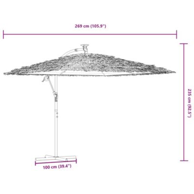 Parasol de jardin avec LED et mât en acier marron 269x269x235cm vidaXL