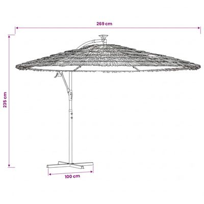 Parasol de jardin avec LED et mât en acier marron 269x269x235cm vidaXL