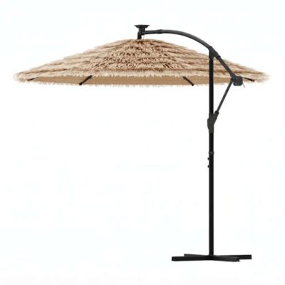 Parasol de jardin avec LED et mât en acier marron 269x269x235cm vidaXL