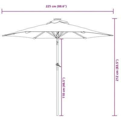 Parasol de jardin avec mât en acier noir 225x225x212 cm vidaXL