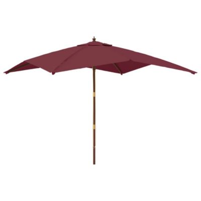 Parasol de jardin avec mât en bois bordeaux Helloshop26