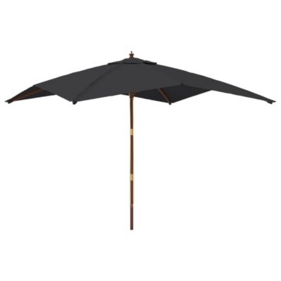 Parasol de jardin avec mât en bois noir Helloshop26