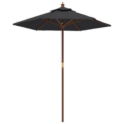 Parasol de jardin avec mât en bois noir Helloshop26
