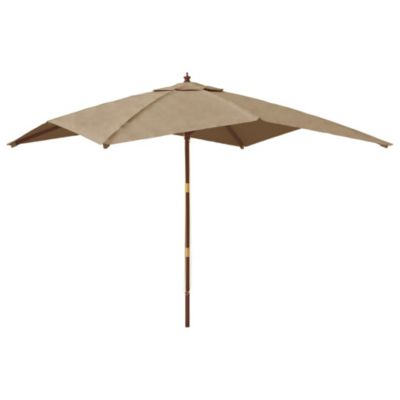 Parasol de jardin avec mât en bois taupe Helloshop26