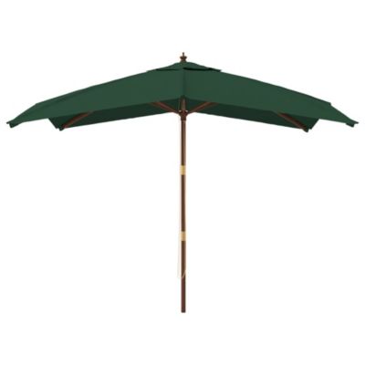 Parasol de jardin avec mât en bois vert Helloshop26