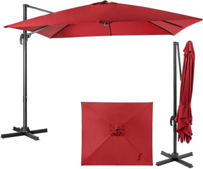 Parasol de Jardin Carré 3x3m Anti-UV 8 Baleines à Double Couche avec Trou de Ventilation H273 cm B ordeaux