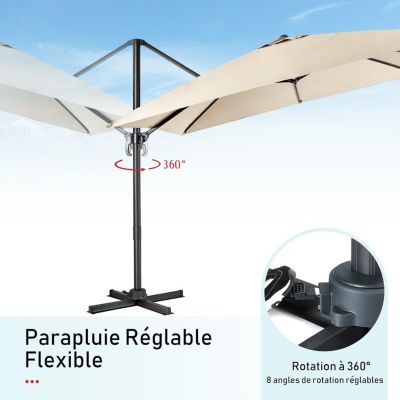 Parasol de Jardin Carré 3x3m Anti-UV 8 Baleines à Double Couche avec Trou de Ventilation H273 cm Beige