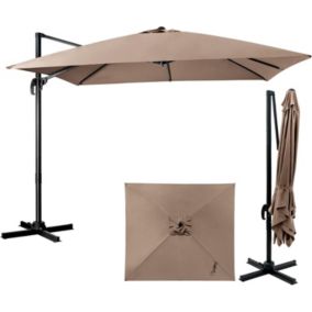 Parasol de Jardin Carré 3x3m Anti-UV 8 Baleines à Double Couche avec Trou de Ventilation H273 cm Café