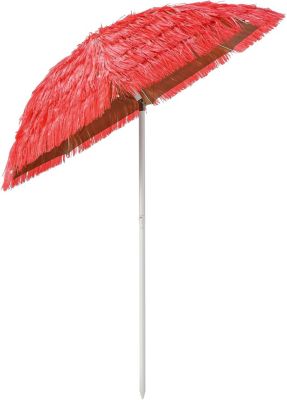 Parasol de Jardin de Paille en PP Parasol Pliant Exotique Inclinable avec Bord Drapé 8 Baleines pour Jardin Patio