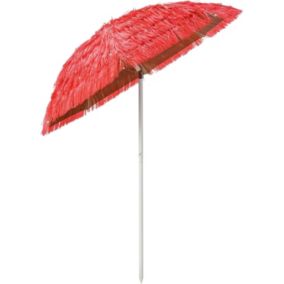 Parasol de Jardin de Paille en PP Parasol Pliant Exotique Inclinable avec Bord Drapé 8 Baleines pour Jardin Patio