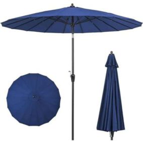 Parasol de Jardin de Parasol en Aluminium avec Manivelle Inclinaison par Bouton Poussoir 18 Baleines