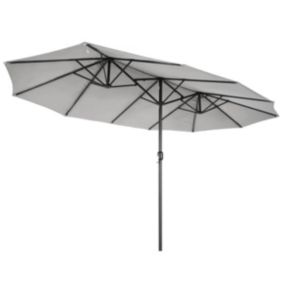 Parasol de jardin double Gris 4.50 x 2.65 x H 2.40 Toile polyester TWIN KZ GARDEN