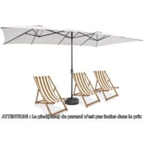 Parasol de Jardin Double XXL avec 10 Baleines pour Terrasse Marché Fête Plage Beige