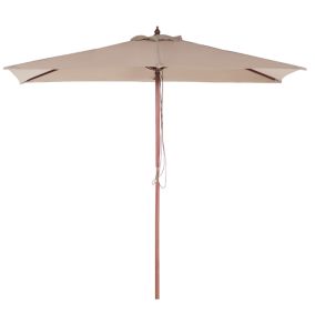 Parasol de jardin en bois avec toile beige sable 144 x 195 cm FLAMENCO