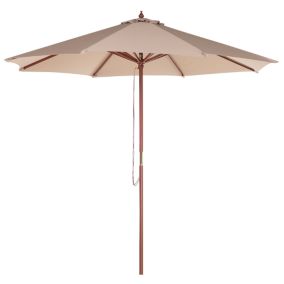 Parasol de jardin en bois avec toile beige sable 270 cm TOSCANA