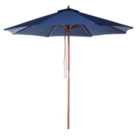 Parasol de jardin en bois avec toile bleu marine 270 cm TOSCANA