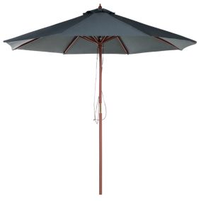 Parasol de jardin en bois avec toile gris foncé 270 cm TOSCANA