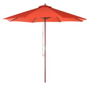 Parasol de jardin en bois avec toile rouge 270 cm TOSCANA