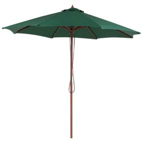 Parasol de jardin en bois avec toile verte 270 cm TOSCANA