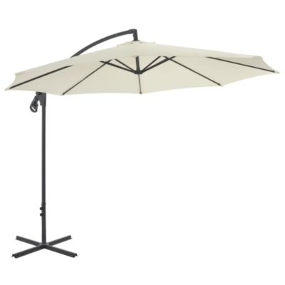 Parasol de jardin en porte-à-faux avec poteau en acier sable vidaXL