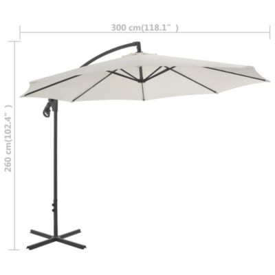 Parasol de jardin en porte-à-faux avec poteau en acier sable vidaXL