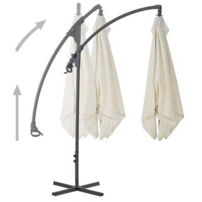 Parasol de jardin en porte-à-faux avec poteau en acier sable vidaXL