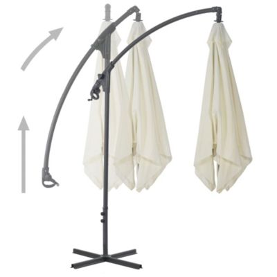 Parasol de jardin en porte-à-faux avec poteau en acier sable vidaXL