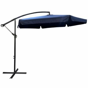 Parasol de jardin et de terrasse CYNIA imperméable en bleu foncé, Poids 11,7 kg Dimensions L300 x l300 x H245 cm