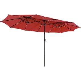 Parasol de Jardin Exterieur avec LED Parasol Double avec Manivelle Grand Parasol pour Terrasse Blacon Piscine