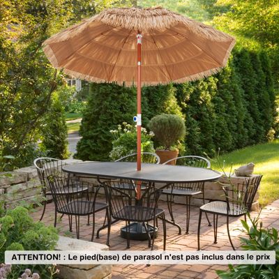 Parasol de Jardin Exterieur en Paille PP avec Sac de Transport 8 Baleines Parasol Inclinable Hauteur Réglable 140-190CM