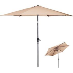 Parasol de Jardin Hexogone 300 CM Parasol Inclinable en Polyester et Fer avec Manivelle pour Jardin Plage
