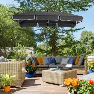 Parasol de jardin inclinable en aluminium gris 198x130x245 cm