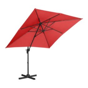 Parasol de jardin meuble abri terrasse rouge Helloshop26