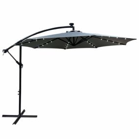 Parasol de jardin MILIN avec éclairage LED gris clair, Poids 12,7 kg Dimensions L300 x l300 x H245 cm