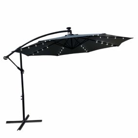 Parasol de jardin MILIN avec éclairage LED gris foncé, Poids 12,7 kg Dimensions L300 x l300 x H245 cm