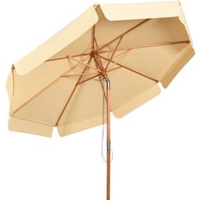 Parasol de Jardin Octogonale Parasol de Balcon Inclinable Hauteru avec Baleines de Parapluie en Bois Anti UV