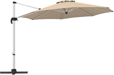 Parasol de Jardin Parasol Déporté Inclinable 8 Baleines Double Auvent Rotatif à 360Degres Base Croisée