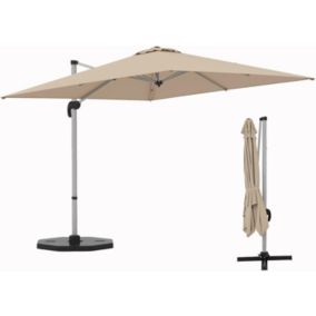 Parasol de Jardin Roma Carre avec 7 Niveaux dInclinaison avec 8 Baleines en Metal Protection Anti UV a 360