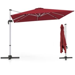 Parasol de Jardin Roma Carre avec 7 Niveaux dInclinaison avec 8 Baleines en Metal Protection Anti UV a 360