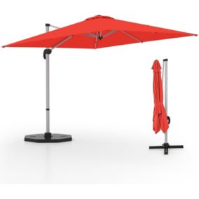 Parasol de Jardin Roma Carre avec 7 Niveaux dInclinaison avec 8 Baleines en Metal Protection Anti UV a 360