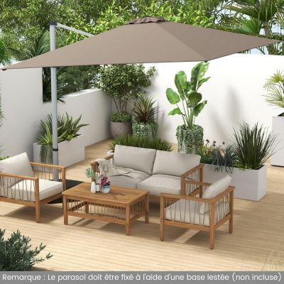 Parasol de Jardin Roma Carre avec 7 Niveaux dInclinaison avec 8 Baleines en Metal Protection Anti UV a 360