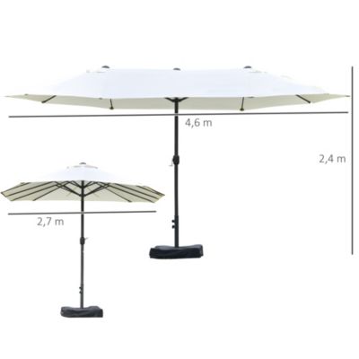 Parasol de jardin XXL dim. 4,6L x 2,7l x 2,4H cm ouverture fermeture manivelle acier polyester haute densité